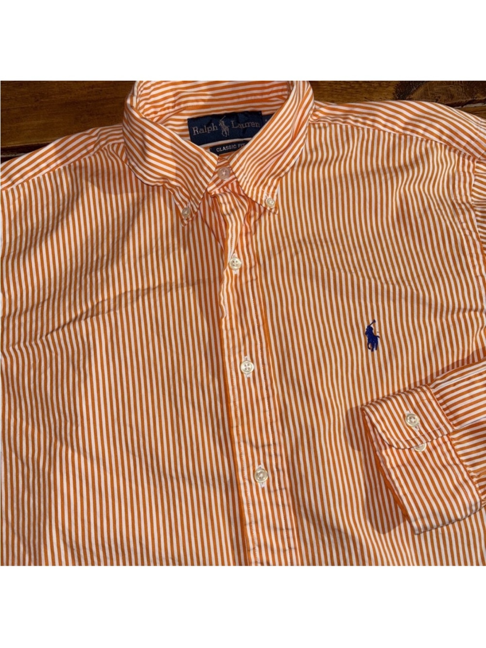 Ralph Lauren Classic Fit Shirt Men's *MED 15.5 34/35 Orange Striped